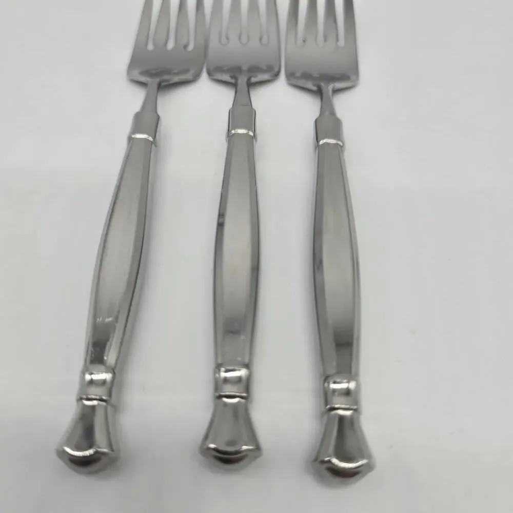 Oneida Act 1 Glossy Stainless Heirloom Cube Flatware Set of 3 Salad Desert Forks